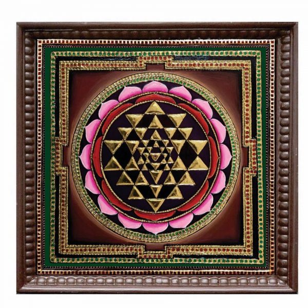 sri yantra tanjore painting with gold foil