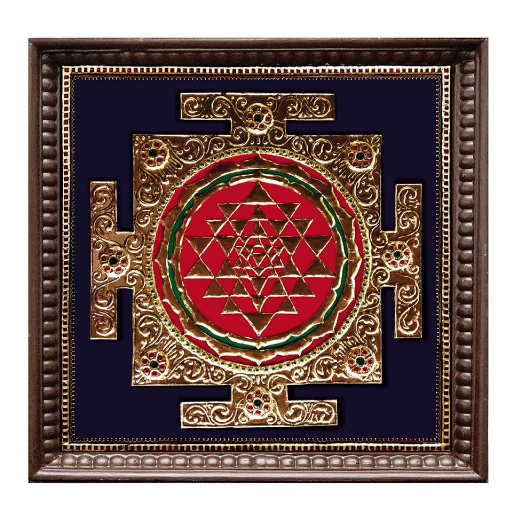 sri Yantra tanjore painting with heavy gold foil
